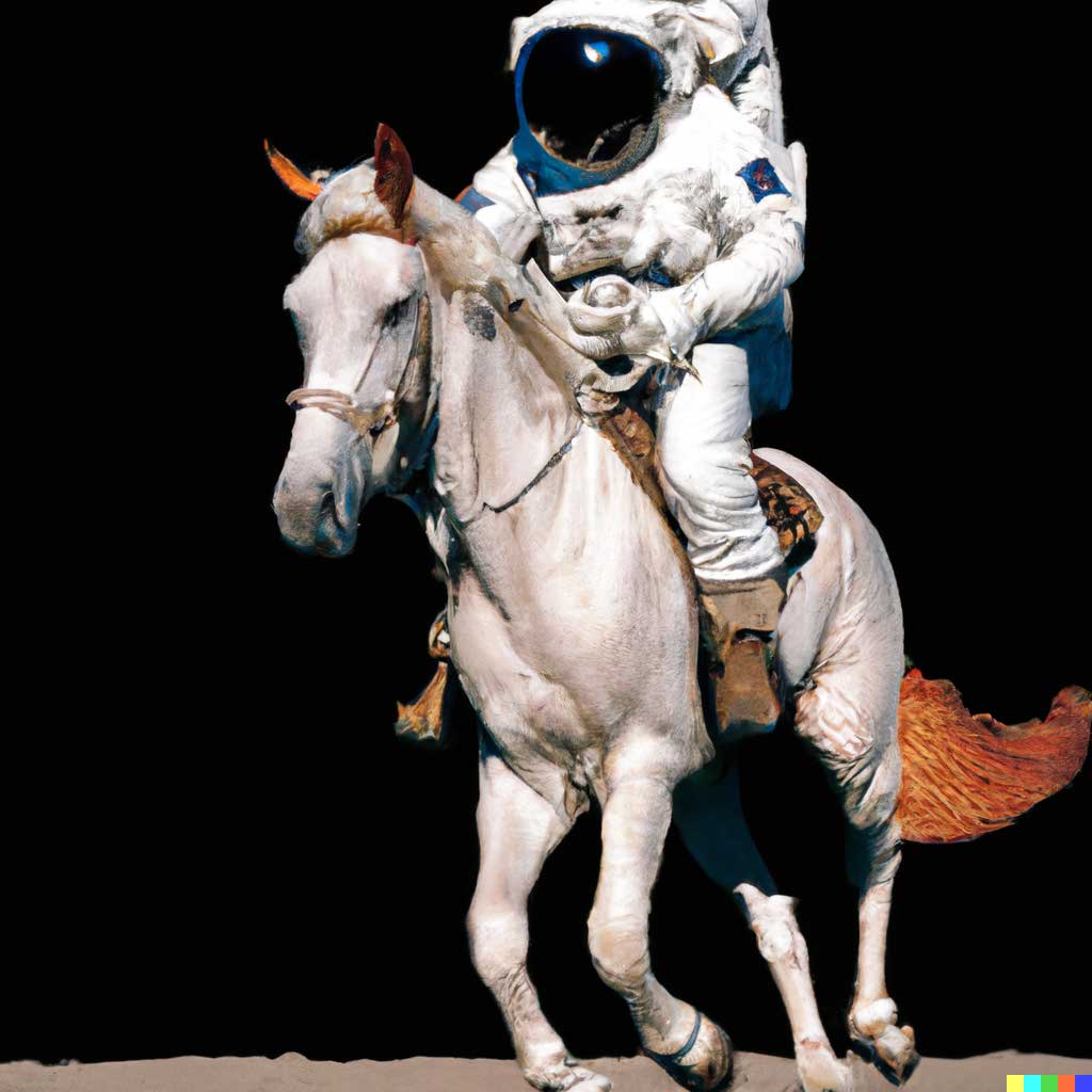 DALL·E 2 generation for “An astronaut riding a horse in outer space in a photorealistic style”
