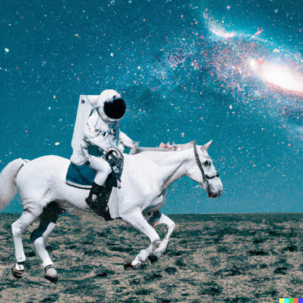 DALL·E 2 generation for “An astronaut riding a horse in outer space in a photorealistic style”